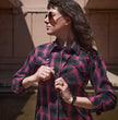Milwaukee Leather MNG21604 Women's Casual Black with Pink Long Sleeve Casual Cotton Flannel Shirt