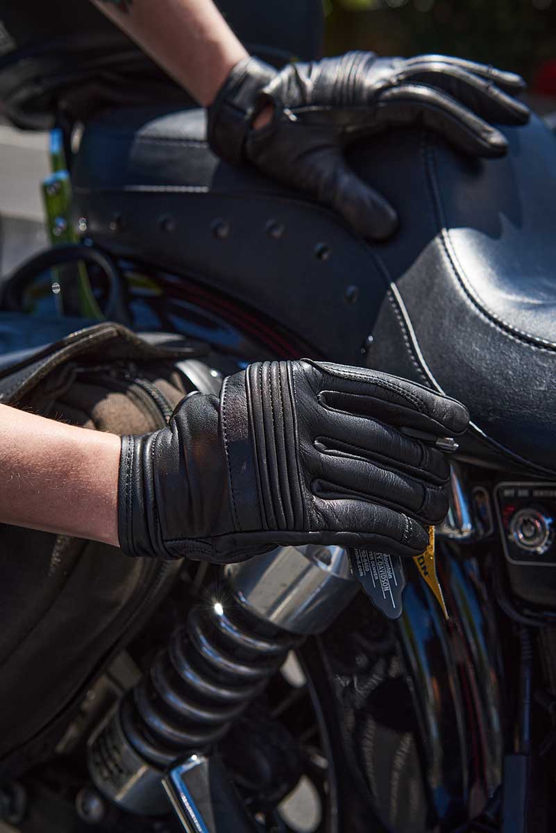 Milwaukee Leather MG7536 Men's Black ‘Cool-Tec’ Leather Gel Palm Motorcycle Hand Gloves W/ Flex Knuckles