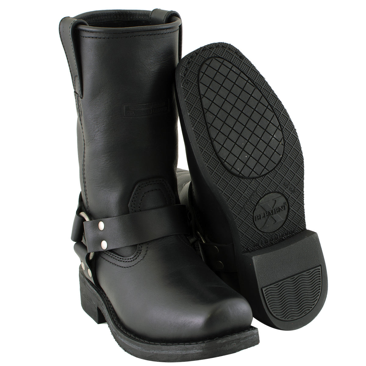Xelement 2442 Women's Black 'Classic' Full Grain Leather Harness Motorcycle Rider Boots