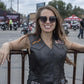 Event Leather ELL4900 Women's Classic Black Genuine Leather Side Laced Motorcycle Riders Vest w/ 9 Patches