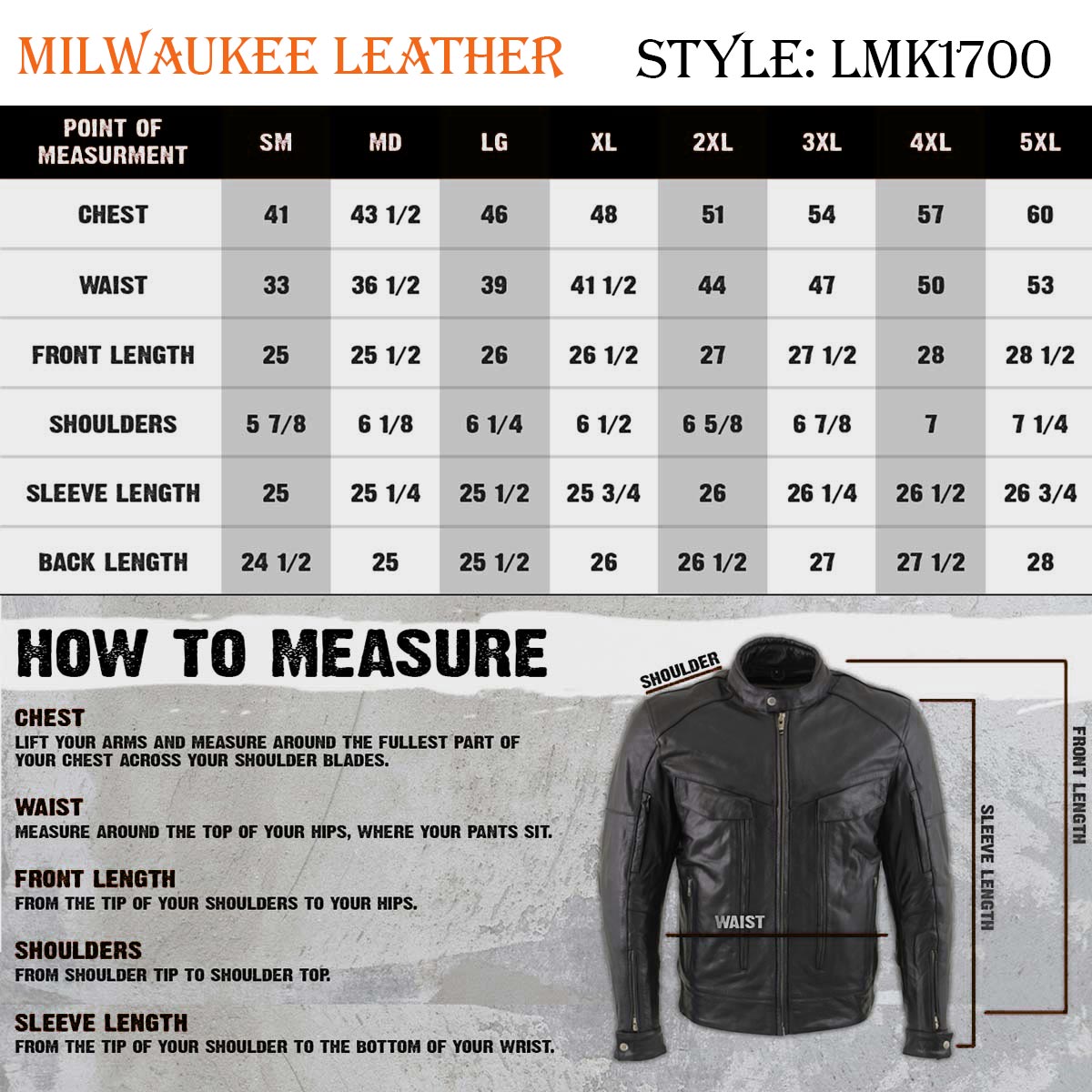 Milwaukee Leather LKM1700 Men's Premium Black Buffalo Leather Cruiser Motorcycle Jacket with CE Armort Protection