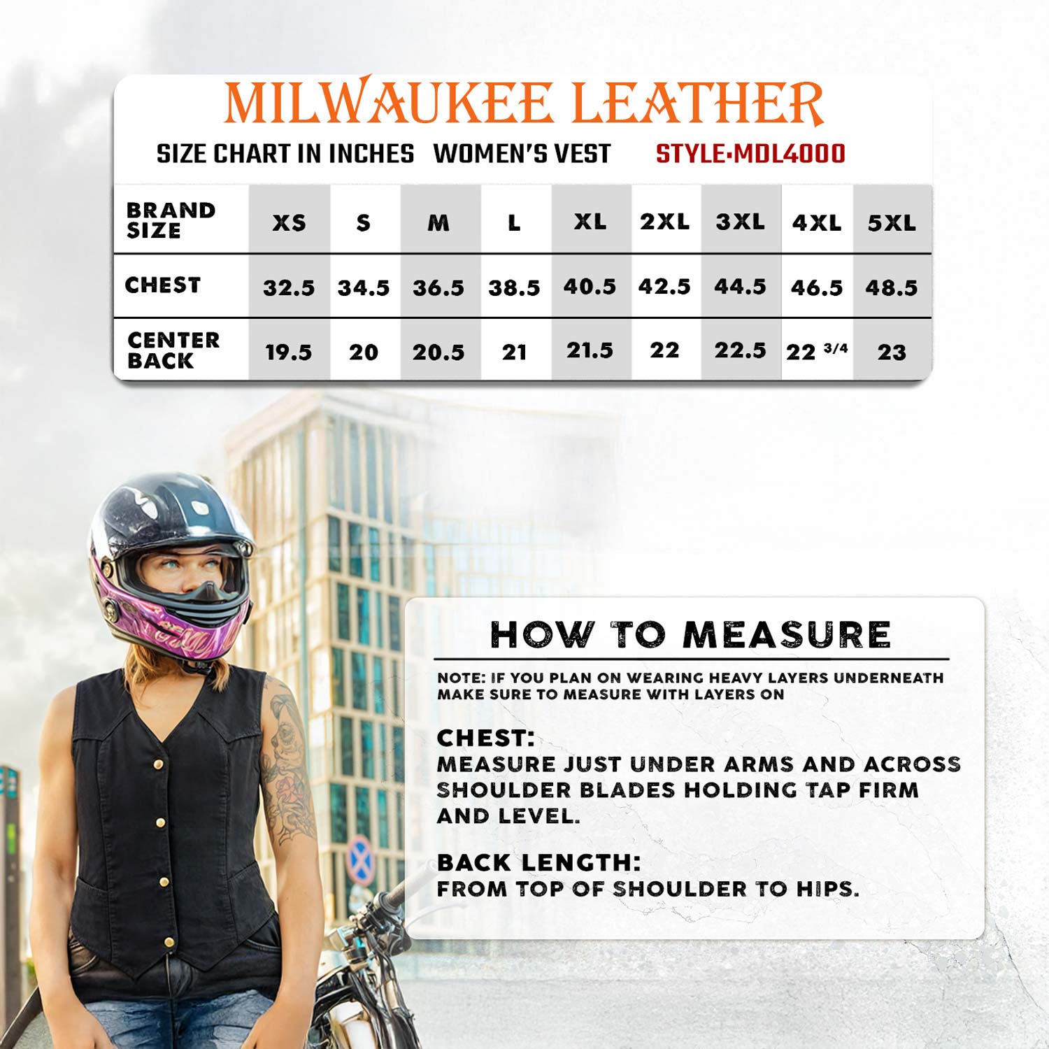 Milwaukee Leather MDL4000 Women's Black Plain Side 3 Snap Front Denim Vest