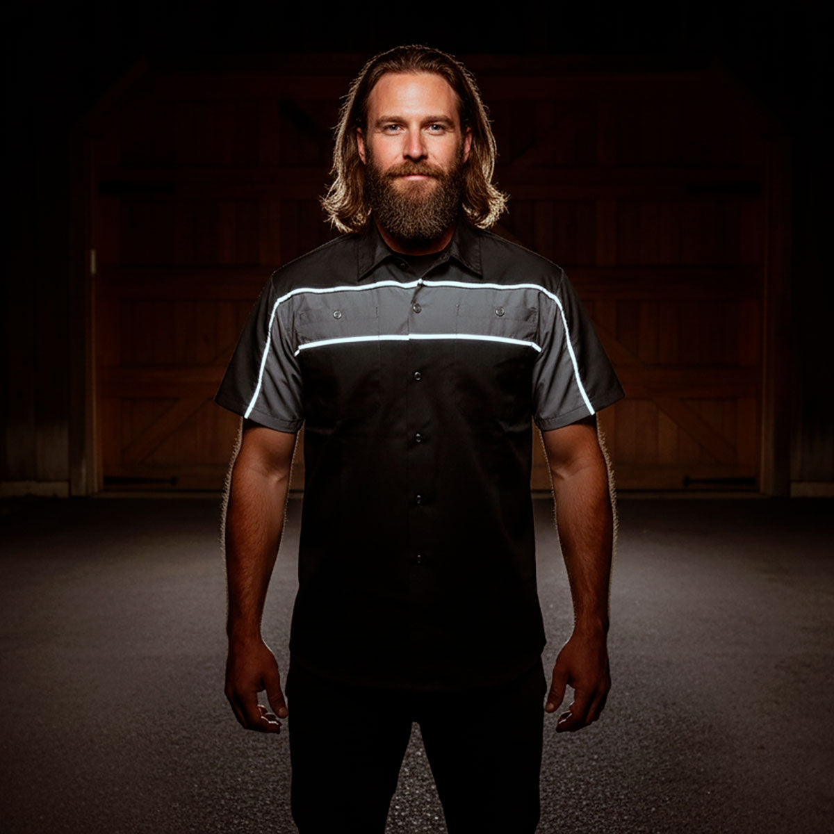 Milwaukee Leather MDM11672 Men's Grey-Black Mechanic Work Shirt w