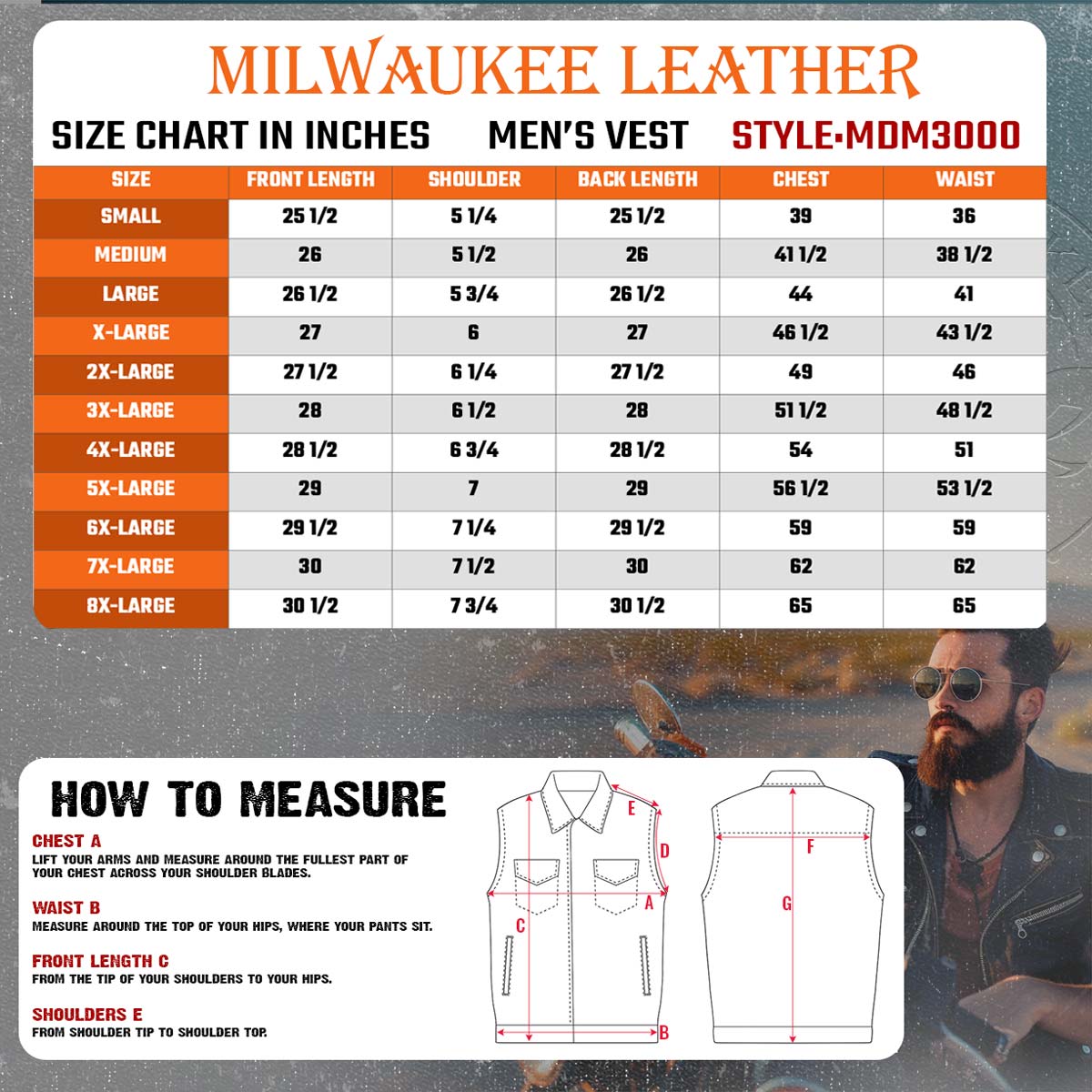Milwaukee Leather MDM3000 Men's 'Brute' Concealed Snap Black