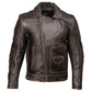 Milwaukee Motorcycle Clothing Co. Men's Unforgiven MC Style Vintage Brown Leather Jacket w/ Lapel Collar MMC10005