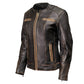 Milwaukee Motorcycle Clothing Co. Women’s Rebel Scooter Style Vinage Brown Leather Jacket w/ Mandarin Collar MMC20003