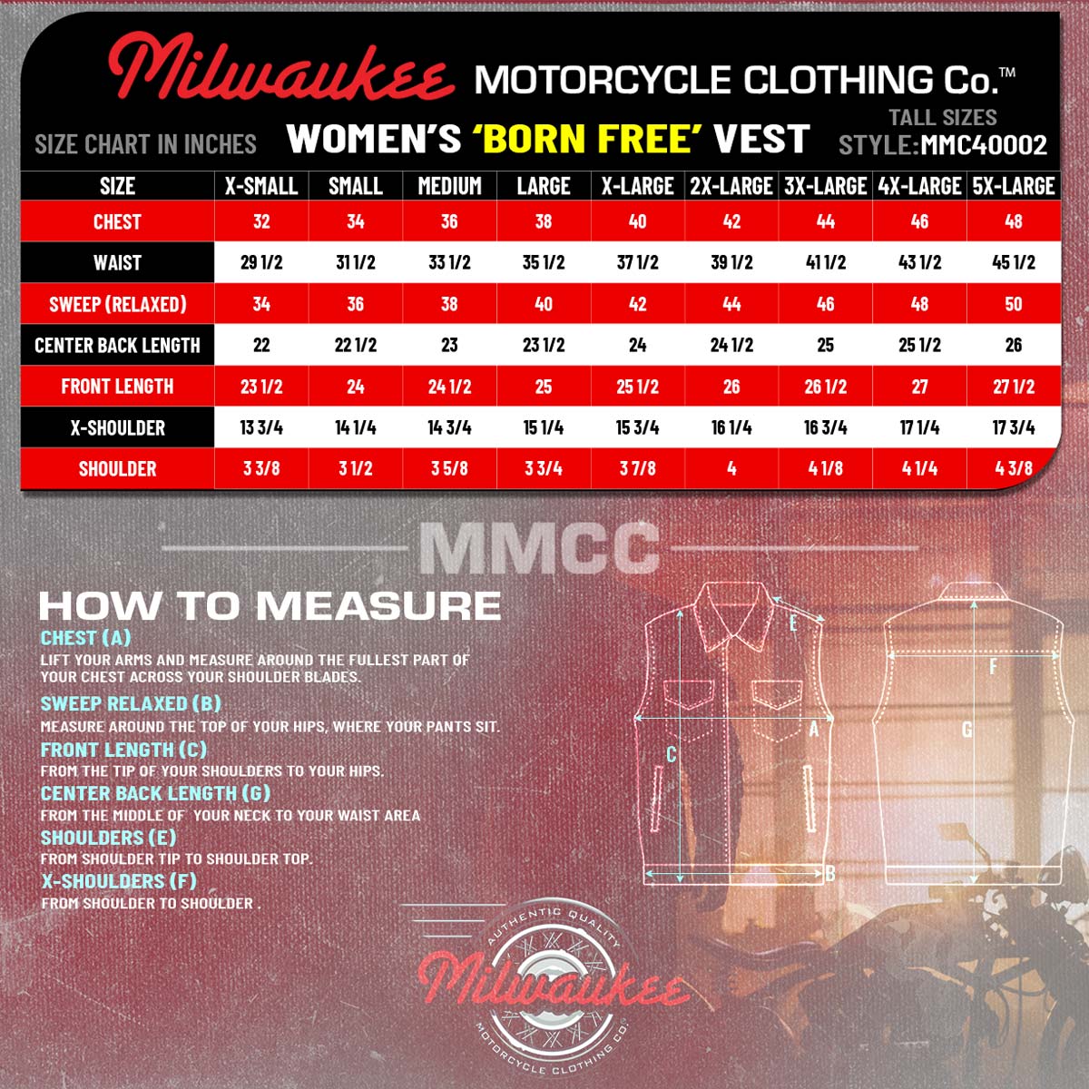 Milwaukee Motorcycle Clothing Co. Women's Born-Free Tall Sizes Black Leather Vest w/ V-Neck, Side Lace, Snap MMC40002