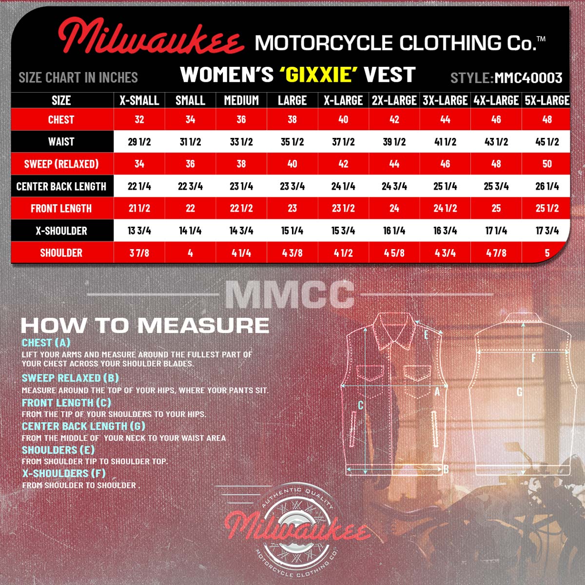 Milwaukee Motorcycle Clothing Co. Women's Gixxer Black Premium Leather Vest w/ Round Neck Side Buckle MMC40003