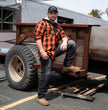 Milwaukee Leather MNG11642 Men's Flannel Plaid Orange and Black Long Sleeve Cotton Button Down Shirt w/ Hoodie
