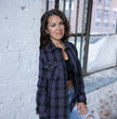 Milwaukee Leather MNG21603 Women's Casual Black with Purple Long Sleeve Casual Cotton Flannel Shirt