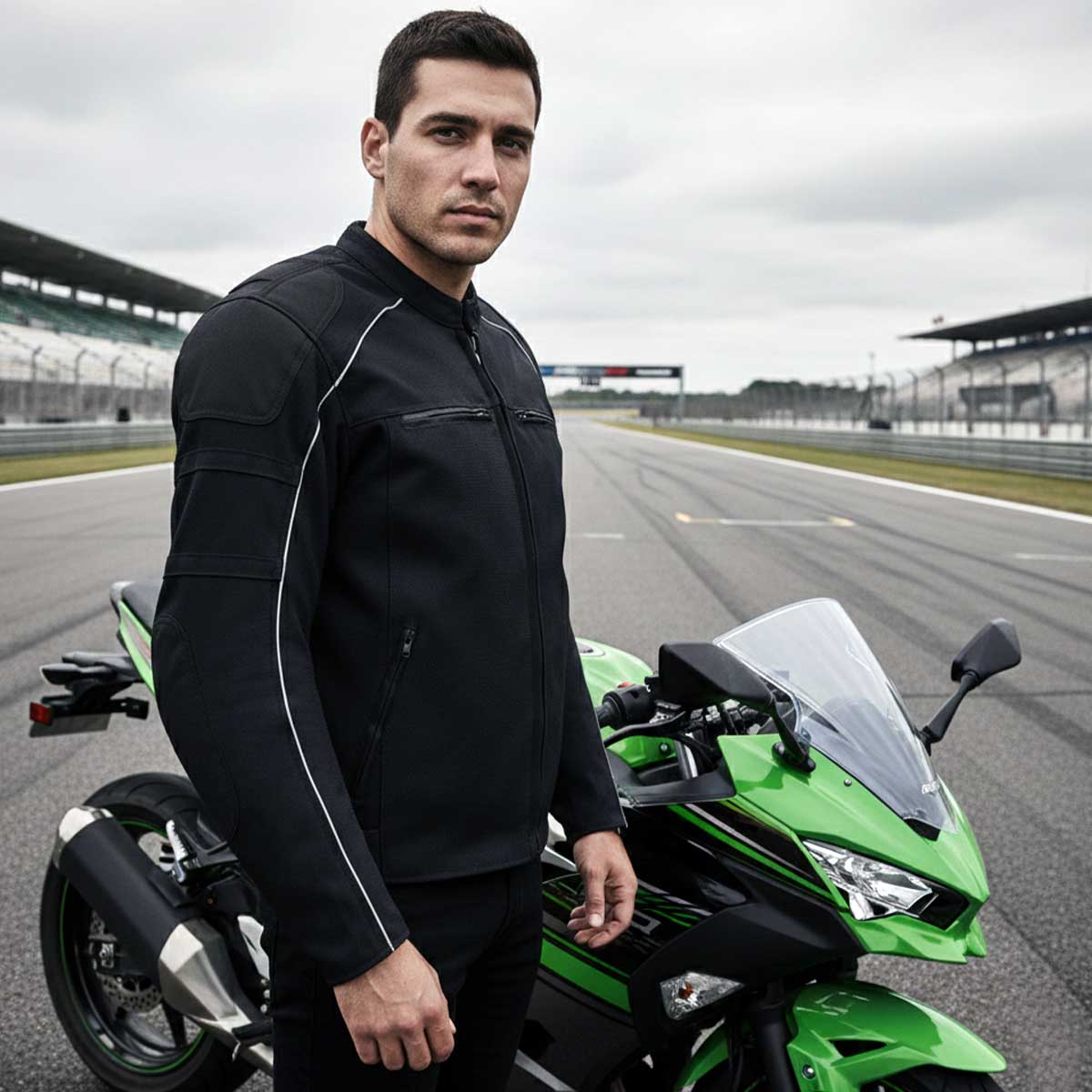 Milwaukee Leather Men's Black Armored Textile Motorcycle Jacket-All Season Jacket w/ Removable Liner - MPM1791