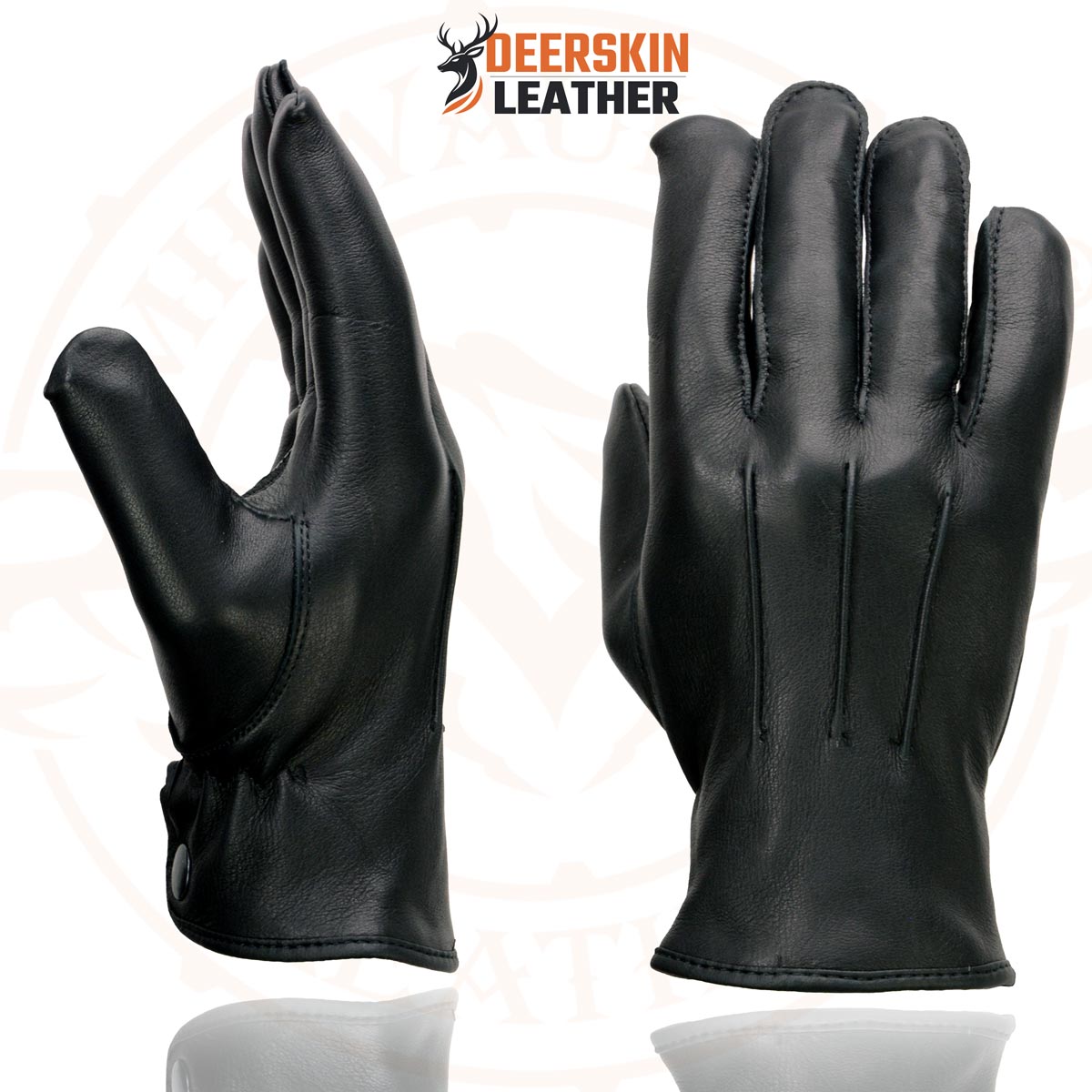 Milwaukee Leather SH875 Men's Thermal Lined USA Deerskin Black Leather Motorcycle Gloves w/ Snap Wrist Closure