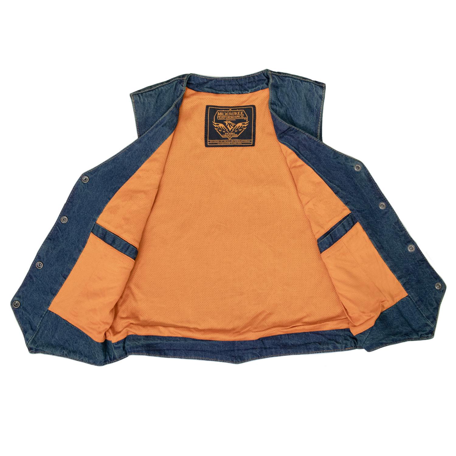 Milwaukee Leather MDL4000 Women's Blue Plain Side 4 Snap Front Denim Vest