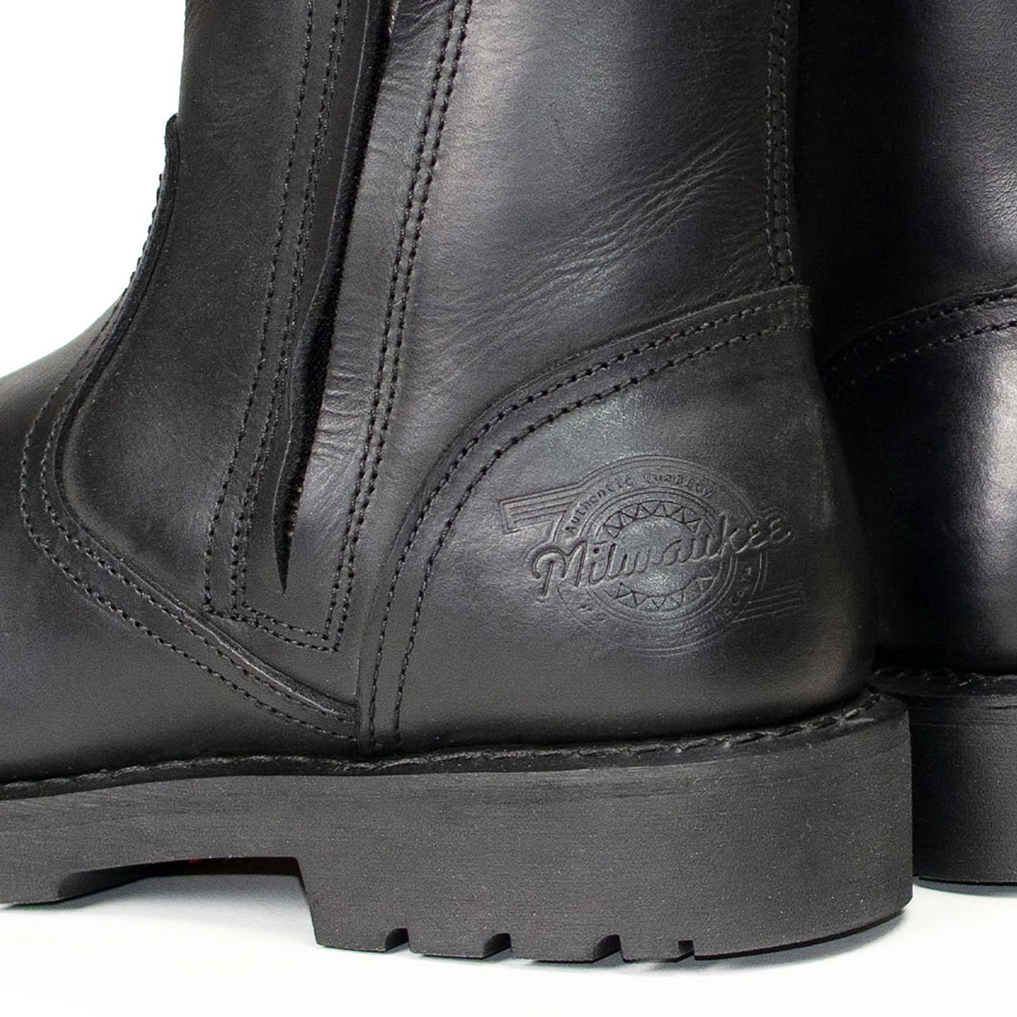MMCC Men’s Kick Start 7” Black Top Grain Leather Motorcycle Boots - Dual YKK Zippers, Freedom Flex Toe - MBM9009