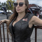 Event Leather ELL4900 Women's Classic Black Genuine Leather Side Laced Motorcycle Riders Vest w/ 9 Patches