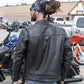 Hot Leathers JKM1028 Men's Black Leather MC Jacket with Zip Out Lining