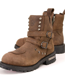 Milwaukee Leather MBL9306 Women's Premium Brown Leather Double Strap Motorcyle Riding Boots
