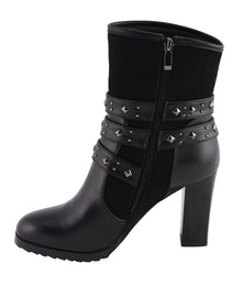 Milwaukee Leather MBL9433 Women's Black Triple Buckle Strap Fashion Riding Boots with Block Heel