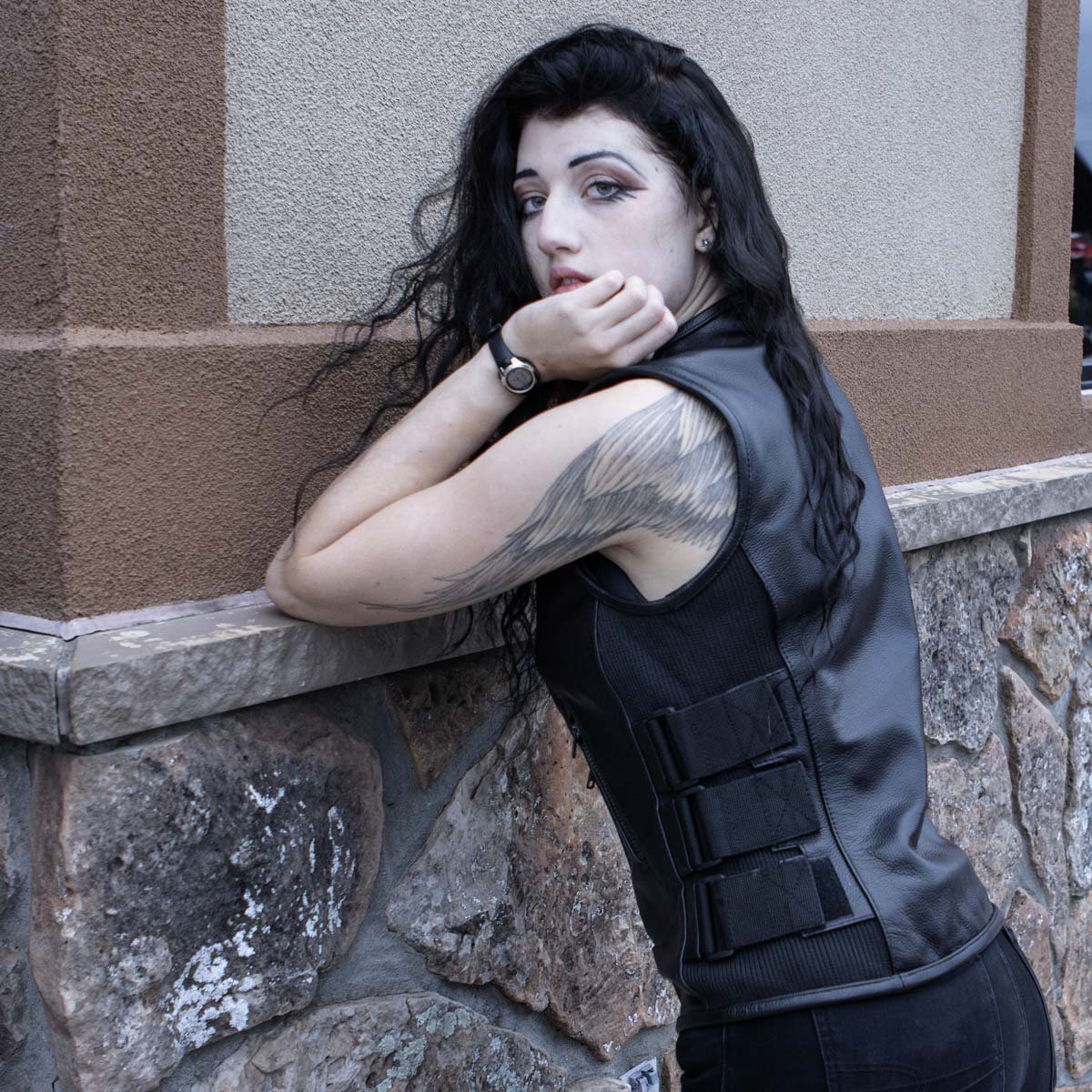 Milwaukee Leather MLL4501 Women's Tactical Swat Style Rider Leather Vest w/ Single Panel Back for Club Patches