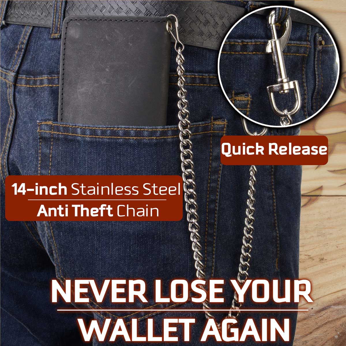 Amazon.com: Enwaen Mens Wallet with Chain, Genuine Leather