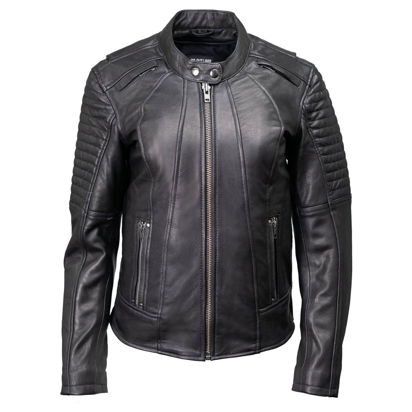 Milwaukee Motorcycle Clothing Co. Women's Foxy Scooter Style Black Premium Leather Jacket w/ Mandarin Collar MMC20000