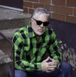 Milwaukee Leather MNG11656 Men's Flannel Plaid Black and Neon-Green Long Sleeve Cotton Button Down Shirt