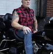 Milwaukee Leather MNG11692 Men’s Classic Black and Red Button-Down Flannel Cut Off Frayed Sleeveless Casual Shirt