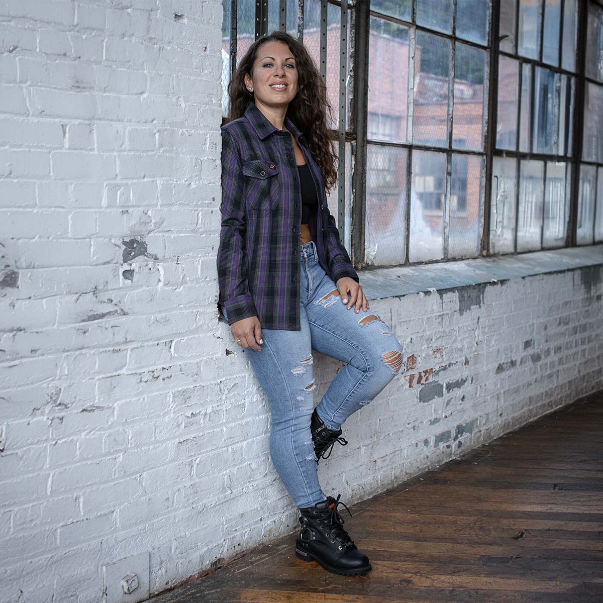 Milwaukee Leather MNG21603 Women's Casual Black with Purple