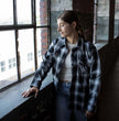Milwaukee Leather MNG21611 Women's Black and White Long Sleeve Cotton Flannel Shirt