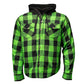 Milwaukee Leather Men’s Titans Green and Black Plaid Hooded Riding Shirt w/ CE Armor & Aramid Fiber Panels - MPM1659