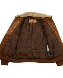 Milwaukee Leather Vintage SFM1818 Men's Classic Beige Suede Leather Fashion Coat Jacket w/ Front Zipper Closure