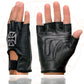 Milwaukee Leather SH354 Men's 'Iron Cross' Black Leather Fingerless Gloves