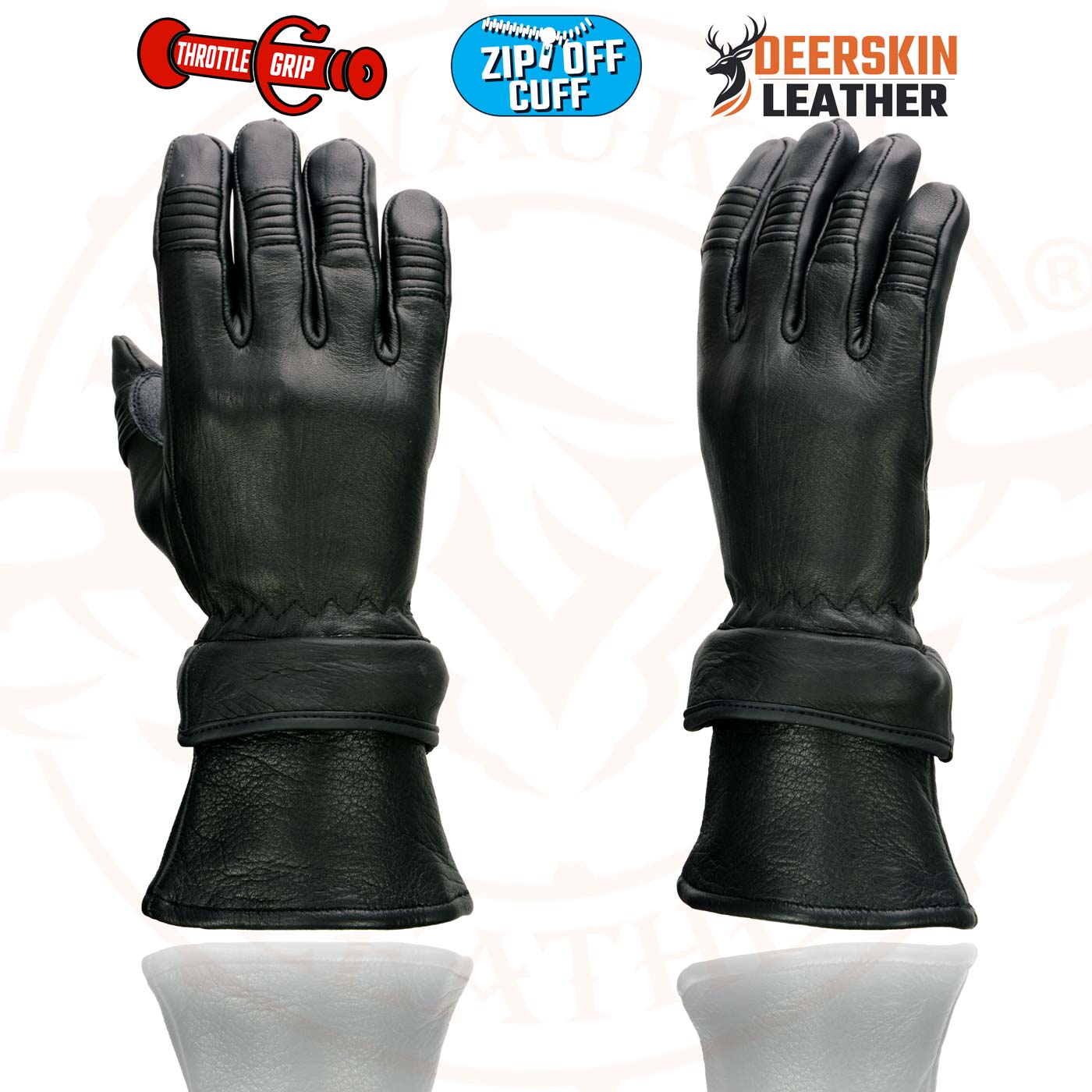 Milwaukee Leather SH870 Women's USA Deerskin Black Leather Gauntlet Winter Gloves w/ Gel Palm