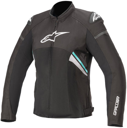 Alpinestars Women’s Stella T-GP Plus R v3 Airflow Black, White and Teal Textile Jacket