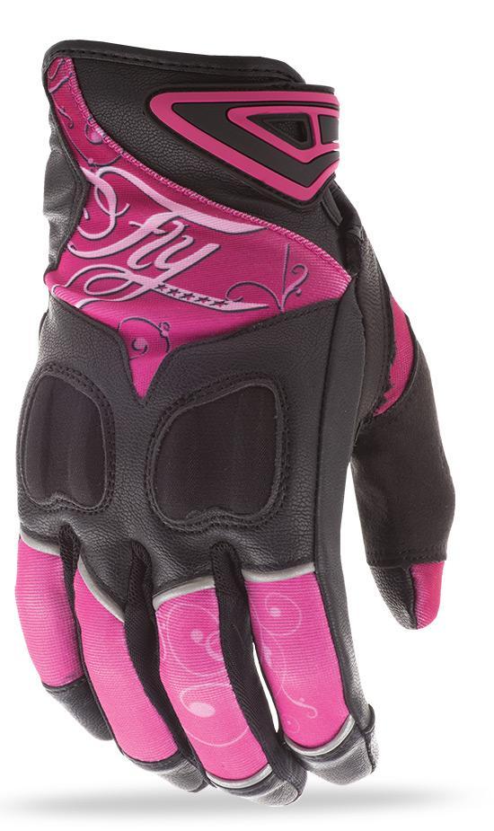Fly Racing Venus Women's Pink and Black Leather and Textile Gloves