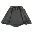 Milwaukee Leather MLM1611 Men's Premium Black Leather Casual Biker Rider Shirt w/ Vintage 5 Cent Buffalo Buttons