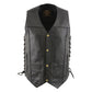 Milwaukee leather LKM3787 Men's Classic Side Laced Black Leather Motorcycle Rider Biker Vest w/ Ten Pockets