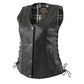 Milwaukee Leather LKL4710 Women's Black Premium Leather Motorcycle Biker Rider Vest w/ Snap Button Closure