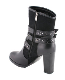 Milwaukee Leather MBL9433 Women's Black Triple Buckle Strap Fashion Riding Boots with Block Heel