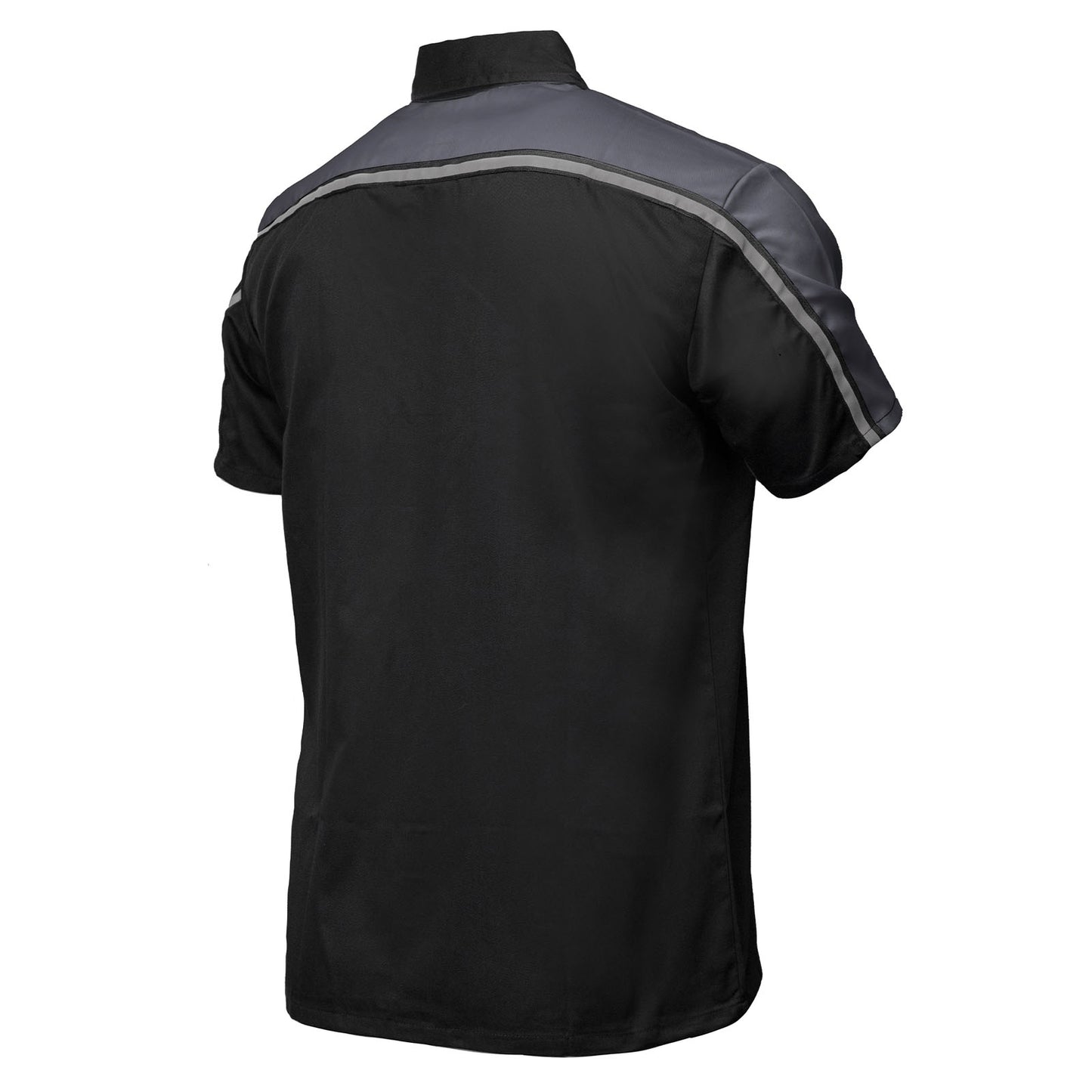 Milwaukee Motorcycle Clothing Co. MDM11601 Men's Black and Grey Button Up Mechanic Shirt w/ Reflective Stripe