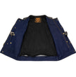 Milwaukee Leather Men's Brute Dual Closure Blue Denim and Black Leather Club Style Vest MDM3004