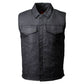 Milwaukee Leather MDM3030 Men’s Black Waxy Coated Denim Club Style Motorcycle Rider Vest w/ Shirt Collar