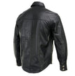 Milwaukee Leather MLM1611 Men's Premium Black Leather Casual Biker Rider Shirt w/ Vintage 5 Cent Buffalo Buttons