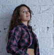 Milwaukee Leather MNG21604 Women's Casual Black with Pink Long Sleeve Casual Cotton Flannel Shirt
