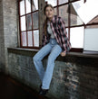 Milwaukee Leather MNG21613 Women's Black and Red with White Long Sleeve Cotton Flannel Shirt