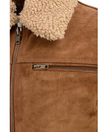 Milwaukee Leather Vintage SFM1818 Men's Classic Beige Suede Leather Fashion Coat Jacket w/ Front Zipper Closure