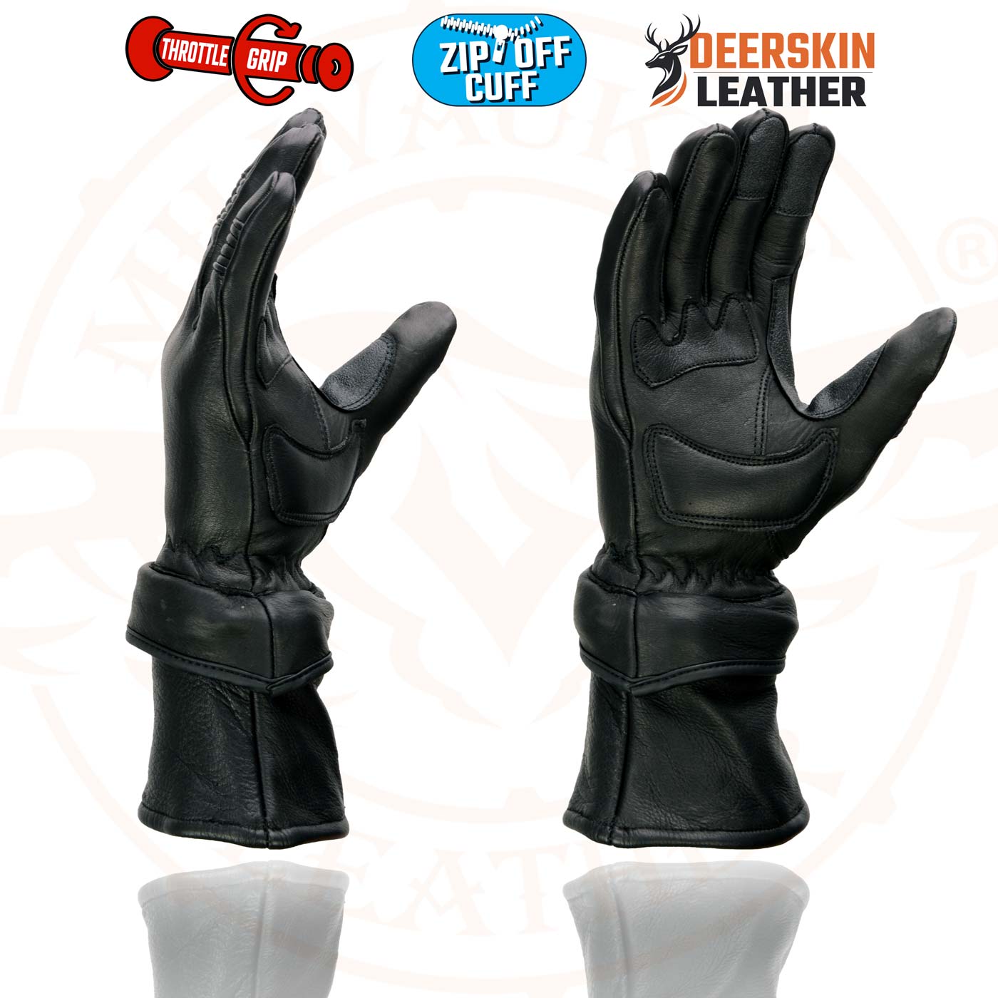 Milwaukee Leather SH870 Women's USA Deerskin Black Leather Gauntlet Winter Gloves w/ Gel Palm