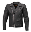 Milwaukee Leather LKM1702 Men's Vintage Flat Black Motorcycle Biker Leather Jacket w/ CE Armor Protection