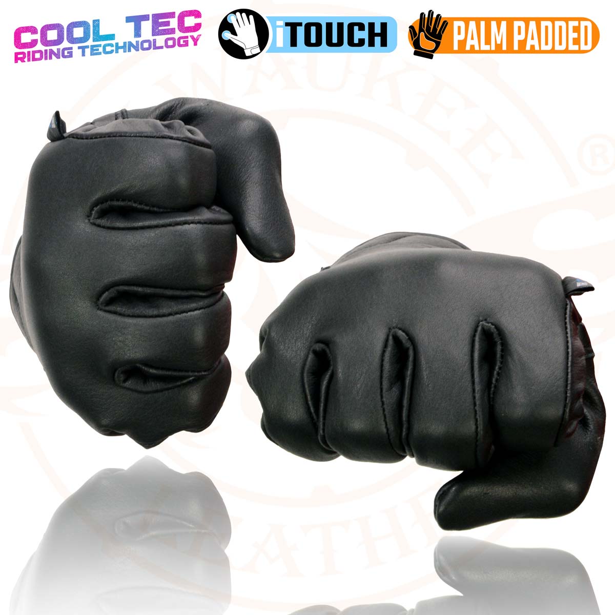Milwaukee Leather MG7502 Men's Black Leather Gel Palm Milwaukee Leather MG7502 Men's Black Leather Gel Palm