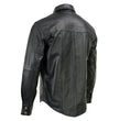 Milwaukee Leather MLM1611 Men's Premium Black Leather Casual Biker Rider Shirt w/ Vintage 5 Cent Buffalo Buttons